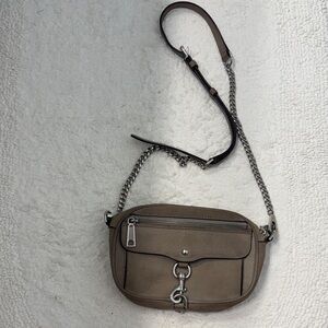 Gray Crossbody Bag with Chain Strap